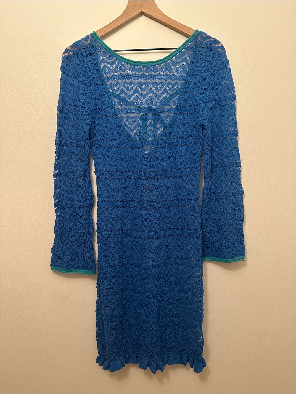 J Crew Limited Edition Vivid Open Back Heart Lace Mini Sweater Dress Sheer Rave